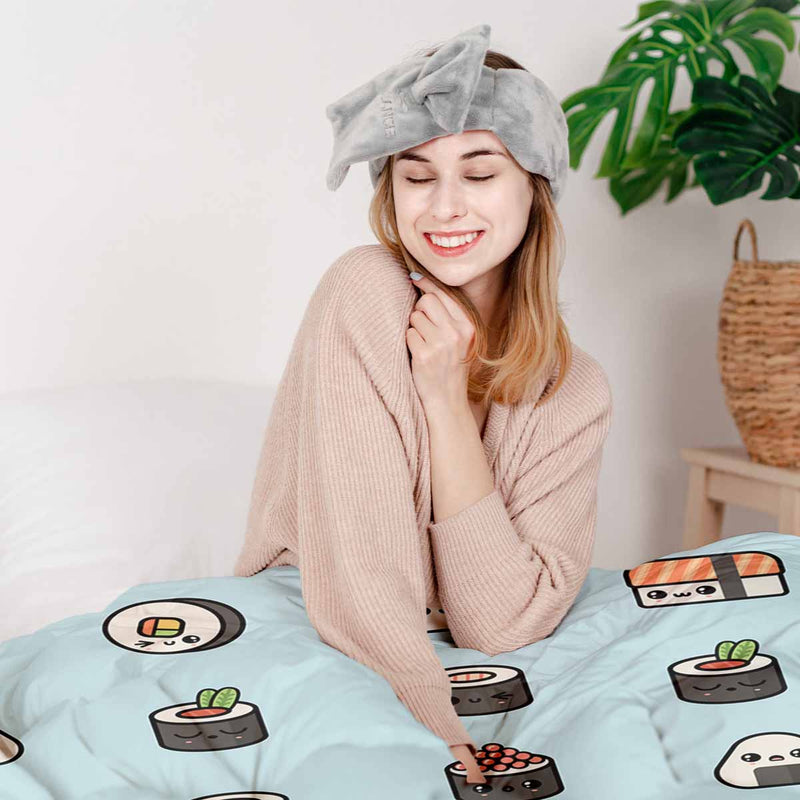 Therapiedecken Bettwäschen Set Hellblau mit Sushi