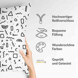 Gesundheitskissen Weiß mit Formen in Schwarz