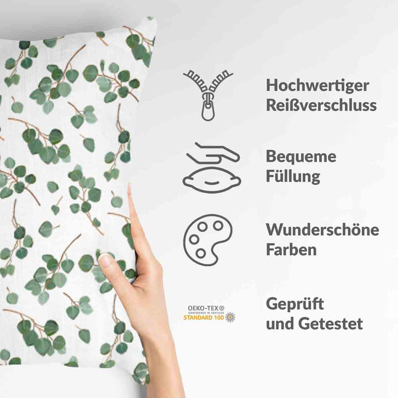 Gesundheitskissen Weiß mit Eukalyptus Zweigen