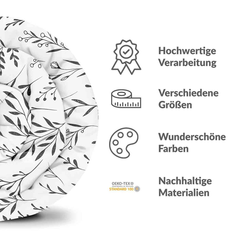 Therapiedecken Bettwäschen Set Weiß mit schwarzen Ästen