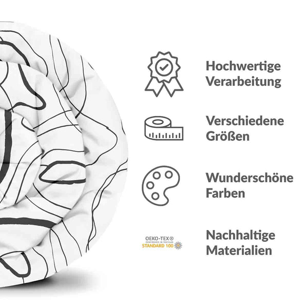 Therapiedecken Bettwäschen Set mit schwarzen Schlangenlinien