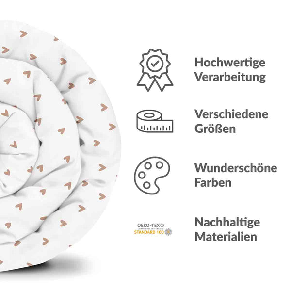 Therapiedecken Bettwäschen Set Weiß mit Herzchen