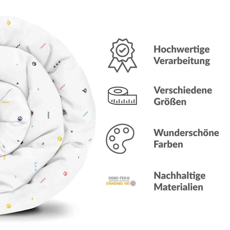 Therapiedecken Bettwäschen Set Weiß mit bunten Formen