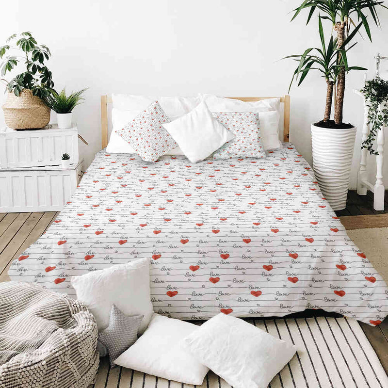 Therapiedecken Bettwäschen Set Weiß mit Love Schriftzug