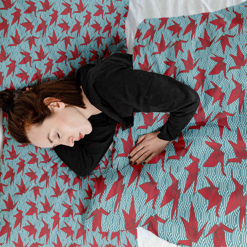 Therapiedecken Bettwäschen Set Rot Origami